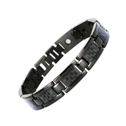Carefully Selected Titanium Steel Jewelry, Stainless Steel Bracelet, Men's Pure Titanium Bracelet, Gift, Magnetic Jewelry, Cool Black Carbon Fiber Business
