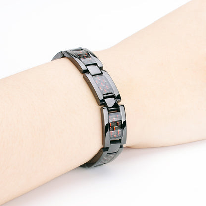 Carefully Selected Titanium Steel Jewelry, Stainless Steel Bracelet, Men's Pure Titanium Bracelet, Gift, Magnetic Jewelry, Cool Black Carbon Fiber Business