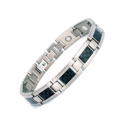 Carefully Selected Titanium Steel Jewelry, Stainless Steel Bracelet, Men's Pure Titanium Bracelet, Gift, Magnetic Jewelry, Cool Black Carbon Fiber Business