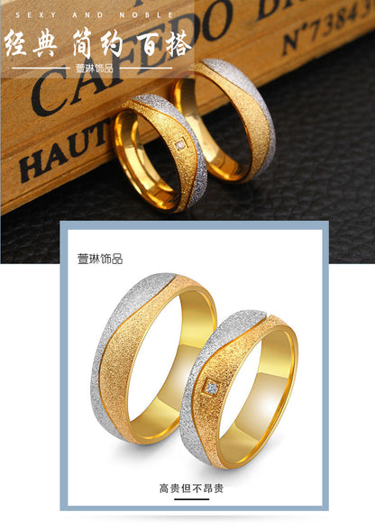 Wish Cross-border Hot Selling New Fashion Jewelry Korean Creative Ring Jewelry Titanium Steel Room Gold Couple Ring