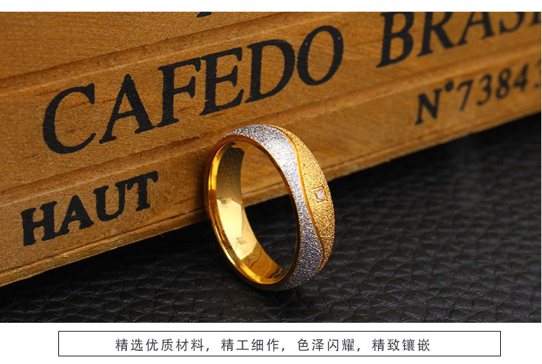 Wish Cross-border Hot Selling New Fashion Jewelry Korean Creative Ring Jewelry Titanium Steel Room Gold Couple Ring