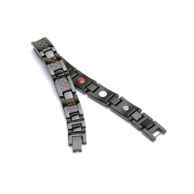 Carefully Selected Titanium Steel Jewelry, Stainless Steel Bracelet, Men's Pure Titanium Bracelet, Gift, Magnetic Jewelry, Cool Black Carbon Fiber Business