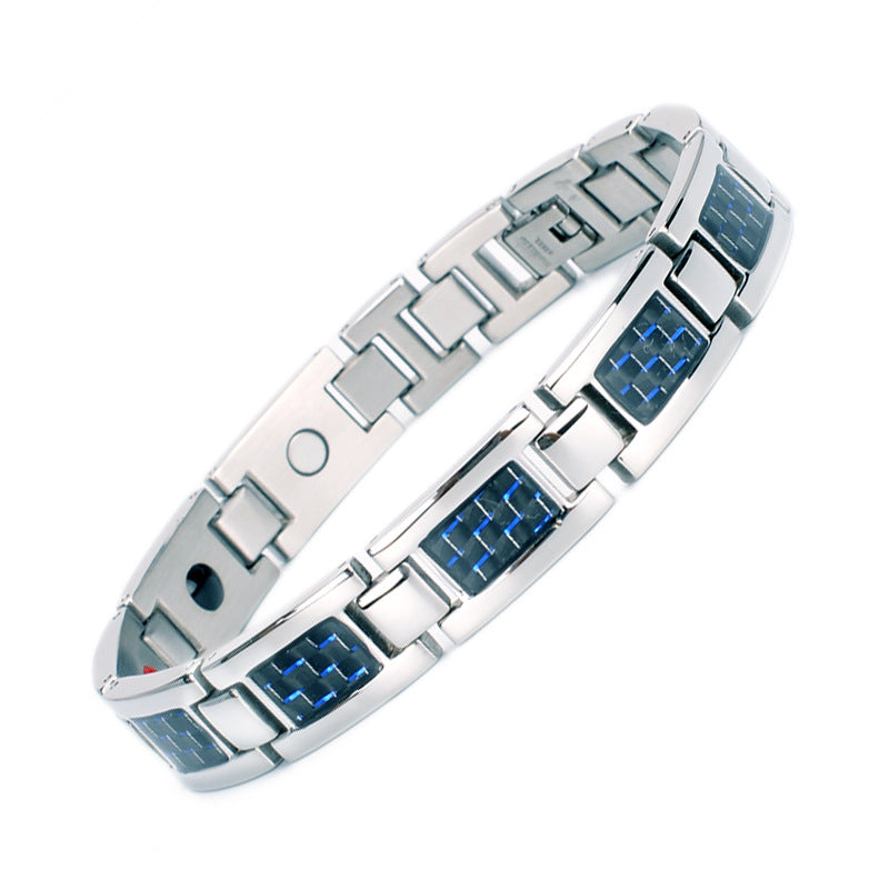 Carefully Selected Titanium Steel Jewelry, Stainless Steel Bracelet, Men's Pure Titanium Bracelet, Gift, Magnetic Jewelry, Cool Black Carbon Fiber Business