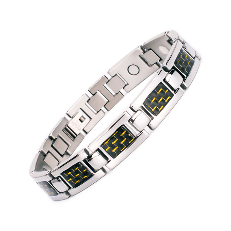 Carefully Selected Titanium Steel Jewelry, Stainless Steel Bracelet, Men's Pure Titanium Bracelet, Gift, Magnetic Jewelry, Cool Black Carbon Fiber Business
