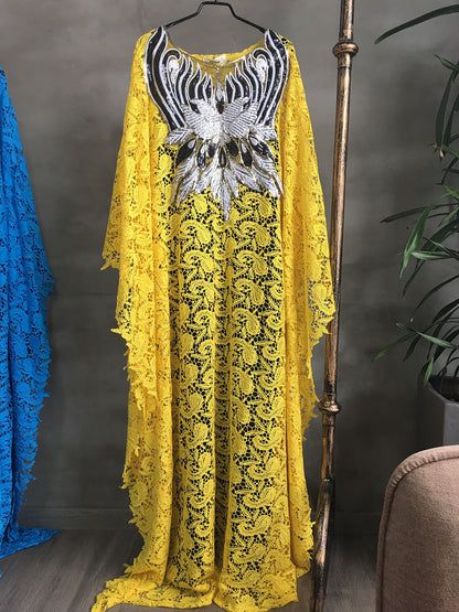 Clearance supply Europe and the United States and Africa hot water soluble lace loose dress beads embroidered collar high-end atmosphere mature women