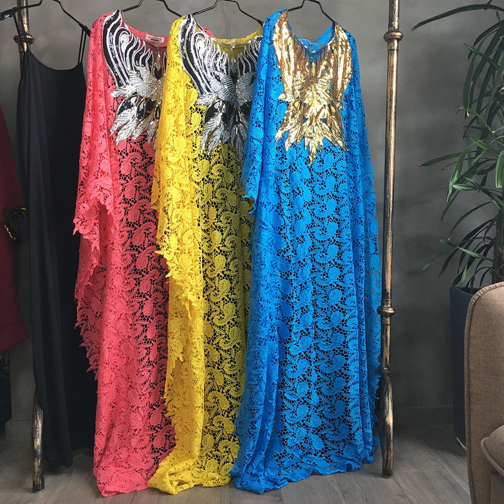Clearance supply Europe and the United States and Africa hot water soluble lace loose dress beads embroidered collar high-end atmosphere mature women