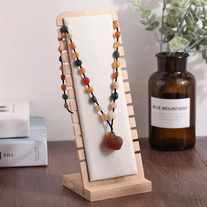 Bamboo and Wood Removable Necklace Display Rack Pendant Jewelry Jewelry Storage Rack Jewelry Store Window Display Props