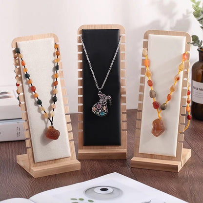 Bamboo and Wood Removable Necklace Display Rack Pendant Jewelry Jewelry Storage Rack Jewelry Store Window Display Props