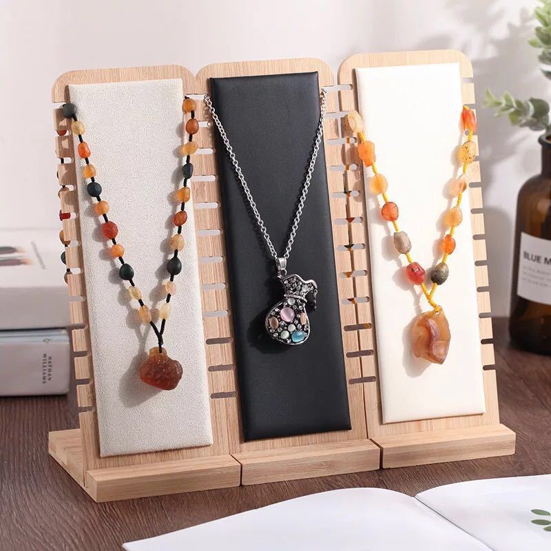 Bamboo and Wood Removable Necklace Display Rack Pendant Jewelry Jewelry Storage Rack Jewelry Store Window Display Props