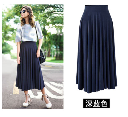 Summer New modal loose large size skirt 200kg fat mm long large swing skirt high waist pleated umbrella skirt
