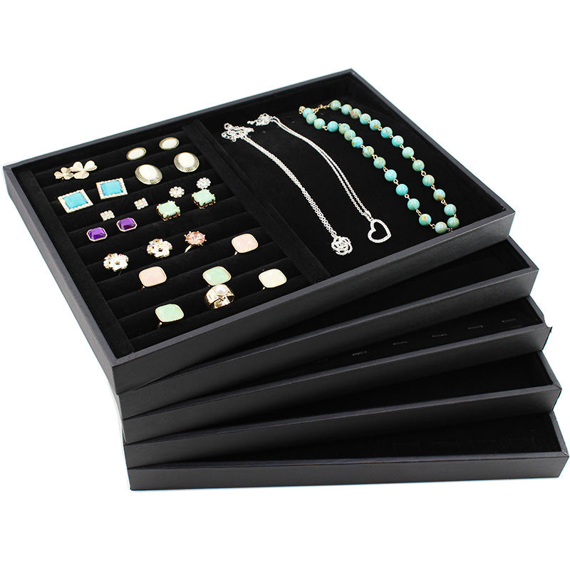 Black Uncovered Flannel Earrings Stud Ring Plate Jewelry Jewelry Display Props Set Jewelry Display Tray Wholesale