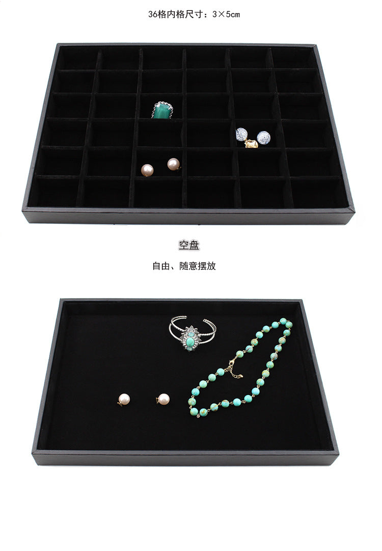 Black Uncovered Flannel Earrings Stud Ring Plate Jewelry Jewelry Display Props Set Jewelry Display Tray Wholesale