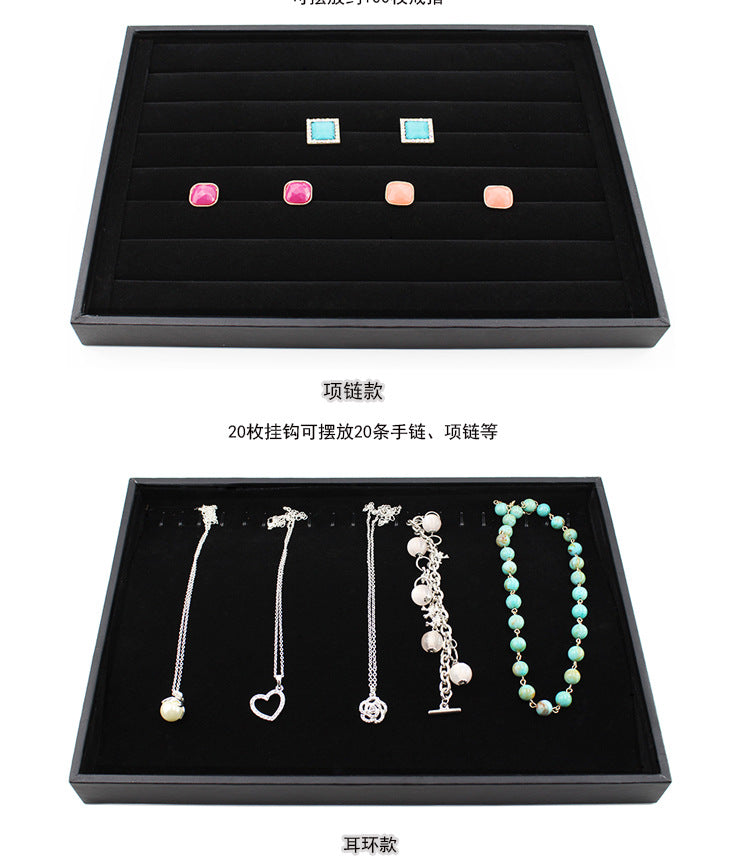 Black Uncovered Flannel Earrings Stud Ring Plate Jewelry Jewelry Display Props Set Jewelry Display Tray Wholesale