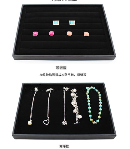 Black Uncovered Flannel Earrings Stud Ring Plate Jewelry Jewelry Display Props Set Jewelry Display Tray Wholesale