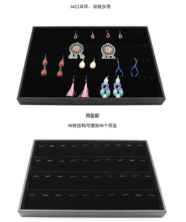 Black Uncovered Flannel Earrings Stud Ring Plate Jewelry Jewelry Display Props Set Jewelry Display Tray Wholesale