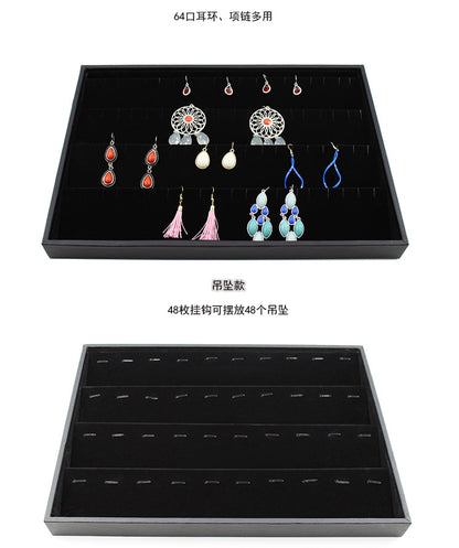 Black Uncovered Flannel Earrings Stud Ring Plate Jewelry Jewelry Display Props Set Jewelry Display Tray Wholesale