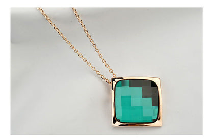 Classic Temperament Square Crystal Necklace Earrings suit European and American Retro Fashion Jewelry Cross-border E-commerce Supply