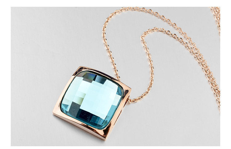 Classic Temperament Square Crystal Necklace Earrings suit European and American Retro Fashion Jewelry Cross-border E-commerce Supply