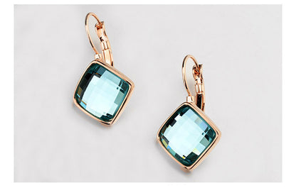 Classic Temperament Square Crystal Necklace Earrings suit European and American Retro Fashion Jewelry Cross-border E-commerce Supply