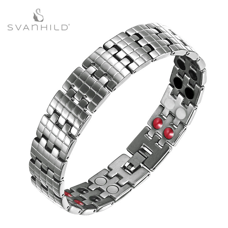 Wish Cross-Border Hot Jewelry Magnet Pure Titanium Germanium Bracelet Men's Bracelet Factory Direct Approval