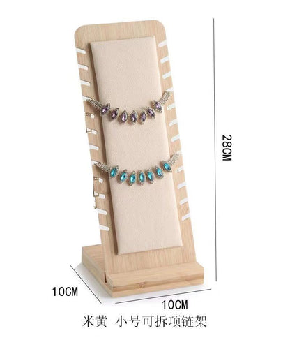 Bamboo and Wood Removable Necklace Display Rack Pendant Jewelry Jewelry Storage Rack Jewelry Store Window Display Props