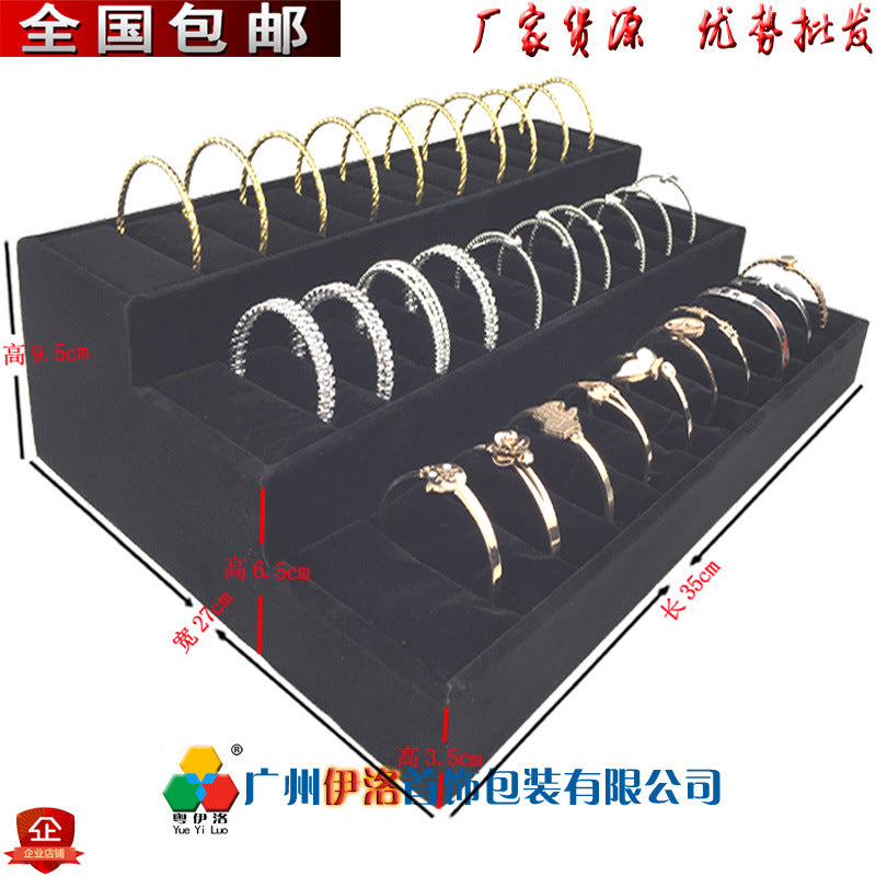 in stock wholesale black plush necklace bracelet ring pendant earrings 12 24 grid jewelry storage display plate