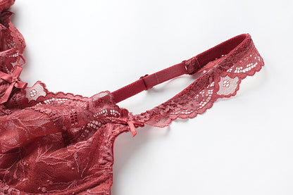 Ultra-Thin Sponge-Free Transparent Bra with Big Breasts and Small Lace Bra for Women Sexy Underwear Bra Set