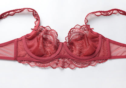 Ultra-Thin Sponge-Free Transparent Bra with Big Breasts and Small Lace Bra for Women Sexy Underwear Bra Set