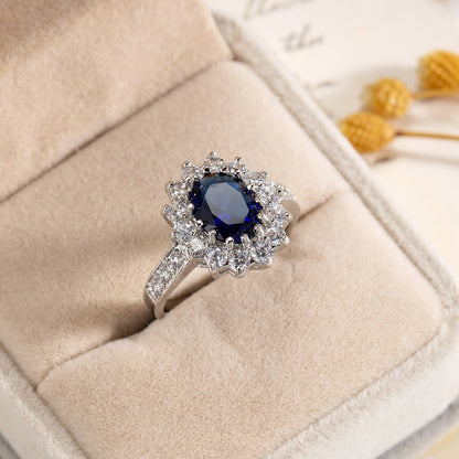 European and American Cross-border Jewelry Fashion OL Emerald Ring Princess Wedding Emerald Same Style Jewelry Advanced Ring