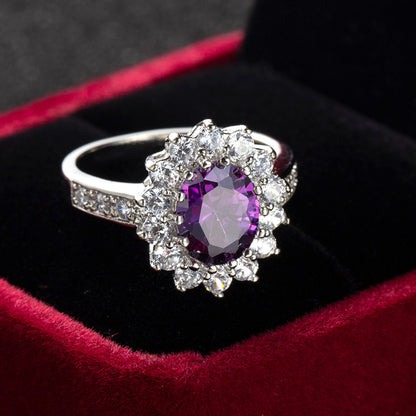 European and American Cross-border Jewelry Fashion OL Emerald Ring Princess Wedding Emerald Same Style Jewelry Advanced Ring