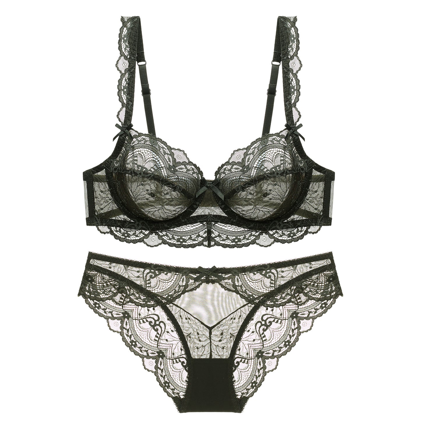 Ultra-Thin Sponge-Free Transparent Bra with Big Breasts and Small Lace Bra for Women Sexy Underwear Bra Set