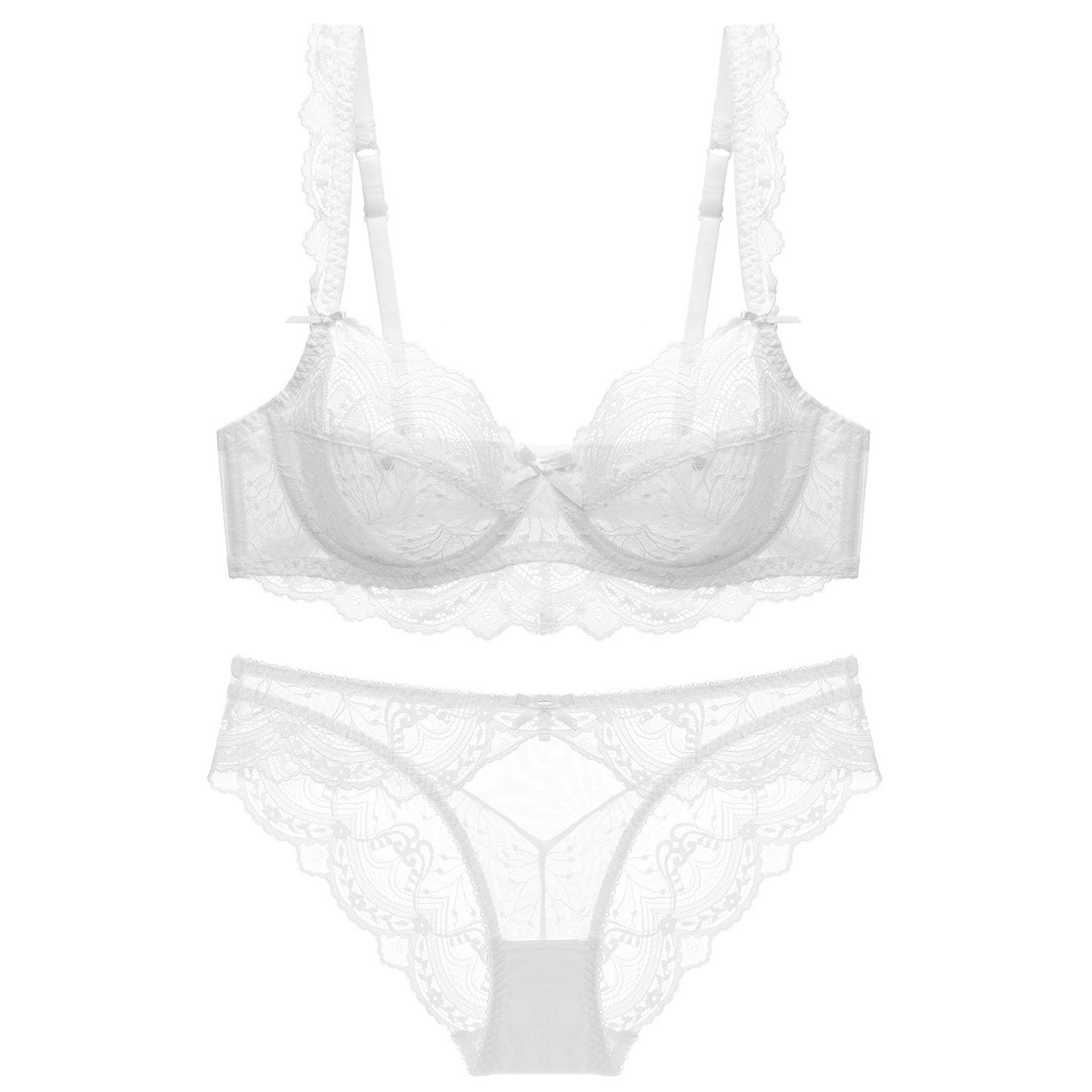Ultra-Thin Sponge-Free Transparent Bra with Big Breasts and Small Lace Bra for Women Sexy Underwear Bra Set