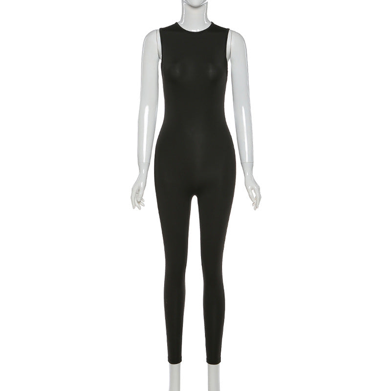 Pencil Jumpsuit Women New Full Seasons Casual Fitness Sporty Playsuit Sleeveless Slim Activewear All In One Jumpsuit Clothing