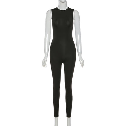 Pencil Jumpsuit Women New Full Seasons Casual Fitness Sporty Playsuit Sleeveless Slim Activewear All In One Jumpsuit Clothing