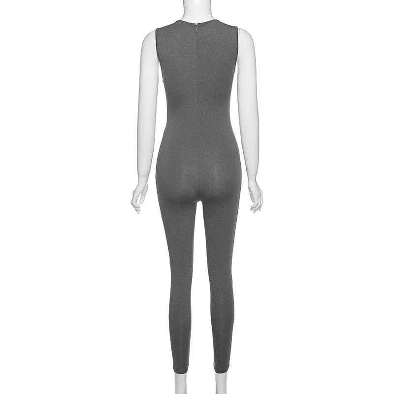 Pencil Jumpsuit Women New Full Seasons Casual Fitness Sporty Playsuit Sleeveless Slim Activewear All In One Jumpsuit Clothing