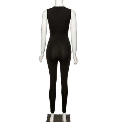 Pencil Jumpsuit Women New Full Seasons Casual Fitness Sporty Playsuit Sleeveless Slim Activewear All In One Jumpsuit Clothing