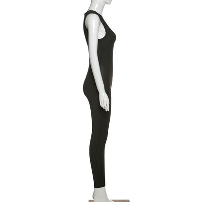 Pencil Jumpsuit Women New Full Seasons Casual Fitness Sporty Playsuit Sleeveless Slim Activewear All In One Jumpsuit Clothing