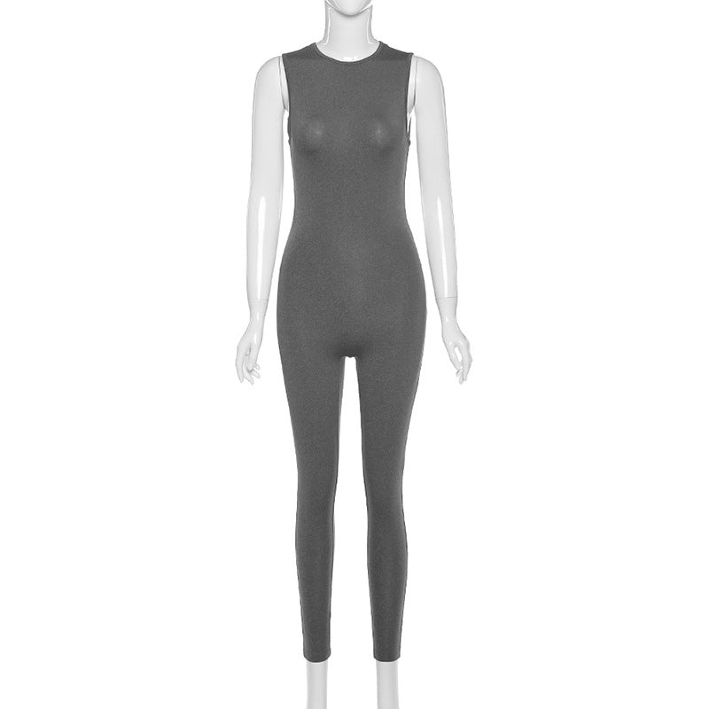 Pencil Jumpsuit Women New Full Seasons Casual Fitness Sporty Playsuit Sleeveless Slim Activewear All In One Jumpsuit Clothing