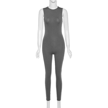 Pencil Jumpsuit Women New Full Seasons Casual Fitness Sporty Playsuit Sleeveless Slim Activewear All In One Jumpsuit Clothing