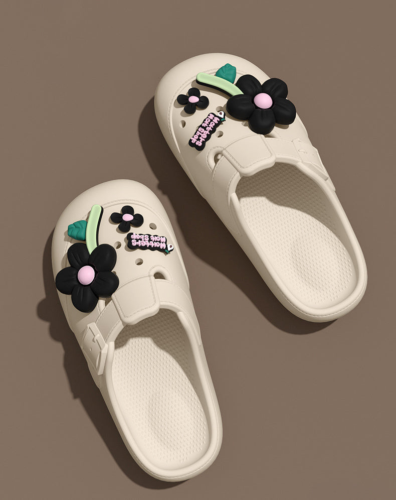 Clogs Fashion Women's Sandals Summer 2025 Mules Flower Luxury Designer Slippers Home Platform Woman Shoes Indoor Outdoor Slides