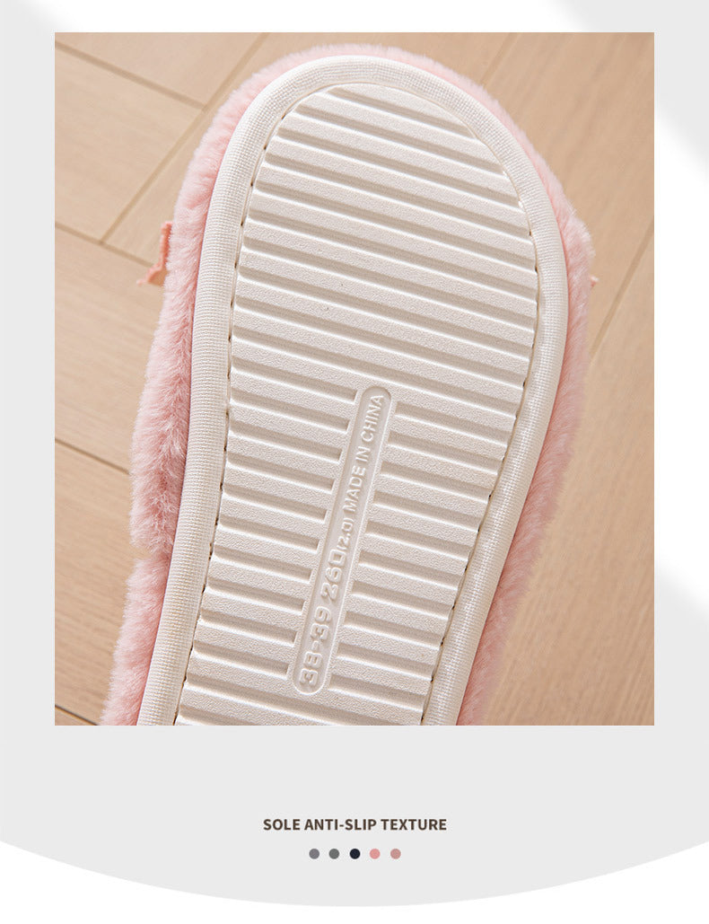 Love Fluffy Women's Slippers House Bow Luxury Designer Woman Shoes Flats Fuzzy Fur Slides Home Spring Autumn Elegant Soft Sole
