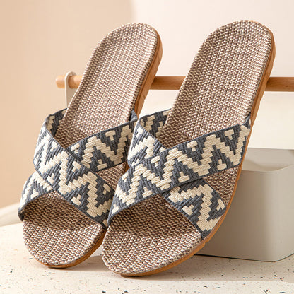 Hemp Casual Women's Slippers Home Flats Spring Summer Luxury Designer Woman Shoes Fashion Indoor Slides Ladies Soft Sole Elegant