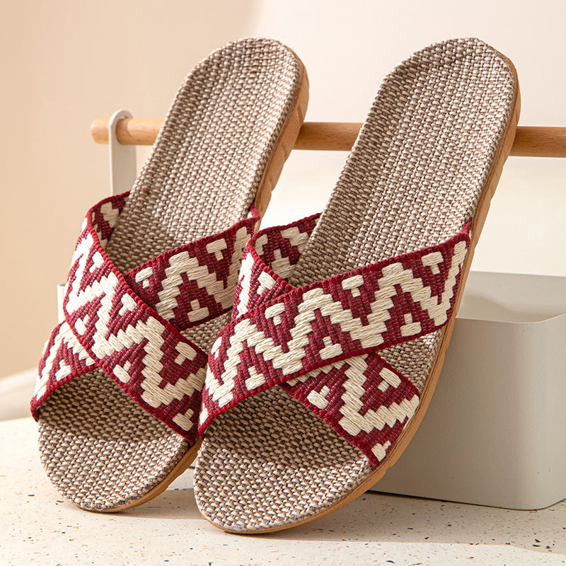 Hemp Casual Women's Slippers Home Flats Spring Summer Luxury Designer Woman Shoes Fashion Indoor Slides Ladies Soft Sole Elegant