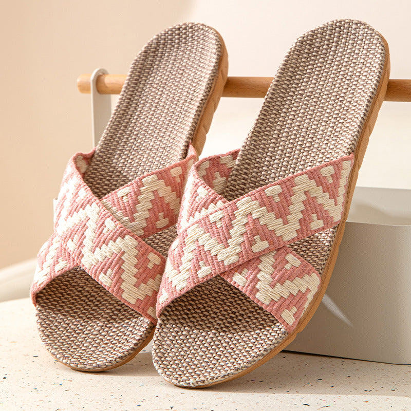 Hemp Casual Women's Slippers Home Flats Spring Summer Luxury Designer Woman Shoes Fashion Indoor Slides Ladies Soft Sole Elegant