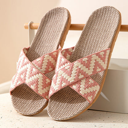 Hemp Casual Women's Slippers Home Flats Spring Summer Luxury Designer Woman Shoes Fashion Indoor Slides Ladies Soft Sole Elegant