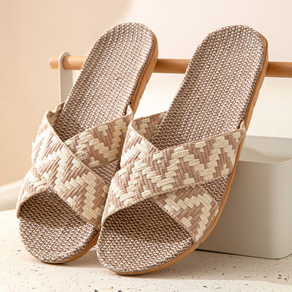 Hemp Casual Women's Slippers Home Flats Spring Summer Luxury Designer Woman Shoes Fashion Indoor Slides Ladies Soft Sole Elegant