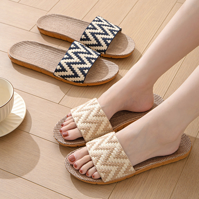 Hemp Casual Women's Slippers Home Flats Spring Summer Luxury Designer Woman Shoes Fashion Indoor Slides Ladies Soft sole Elegant