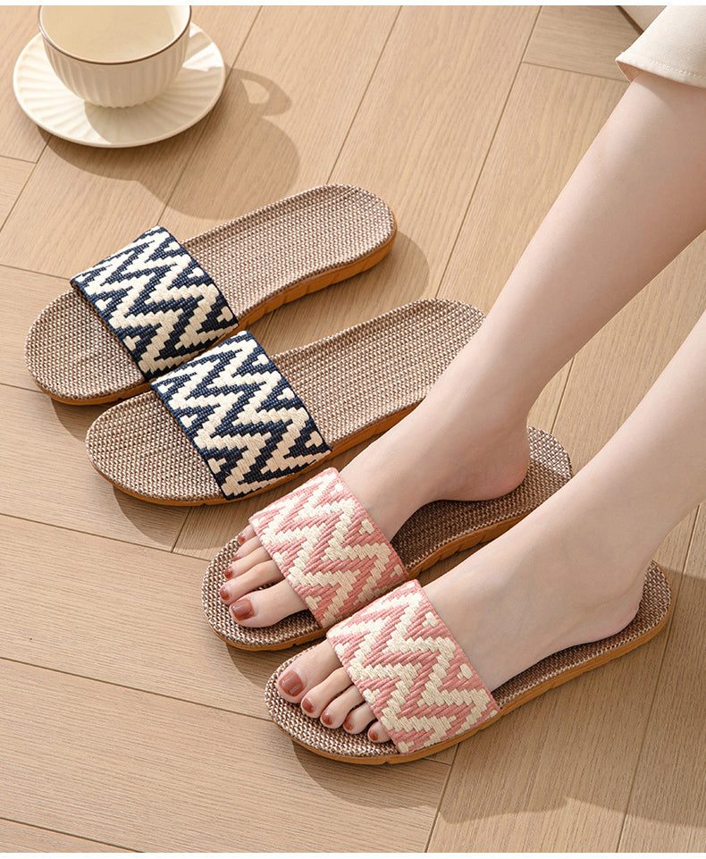 Hemp Casual Women's Slippers Home Flats Spring Summer Luxury Designer Woman Shoes Fashion Indoor Slides Ladies Soft sole Elegant