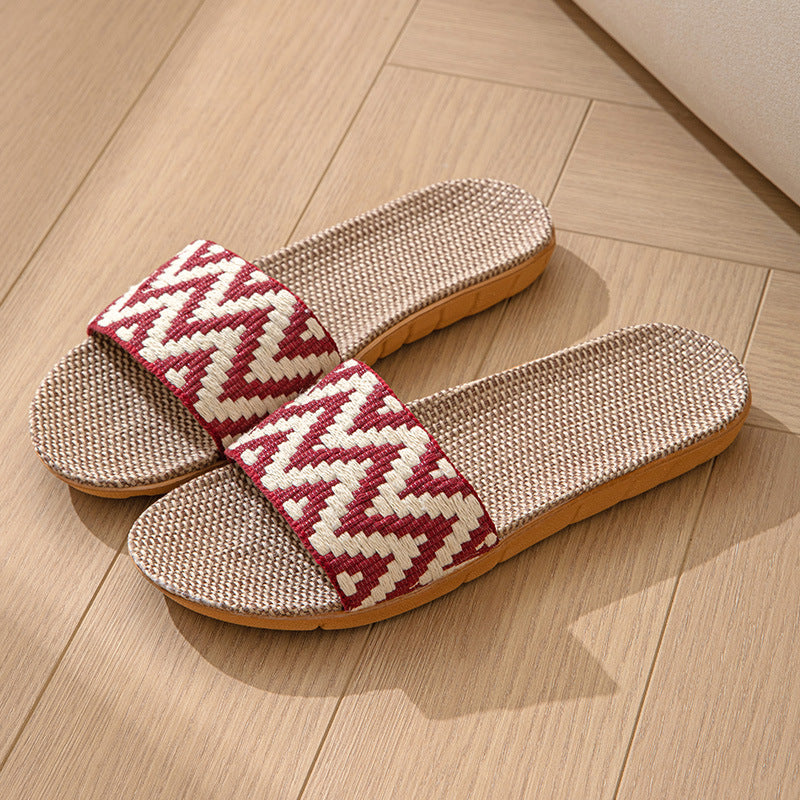 Hemp Casual Women's Slippers Home Flats Spring Summer Luxury Designer Woman Shoes Fashion Indoor Slides Ladies Soft sole Elegant