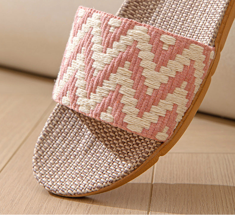 Hemp Casual Women's Slippers Home Flats Spring Summer Luxury Designer Woman Shoes Fashion Indoor Slides Ladies Soft sole Elegant